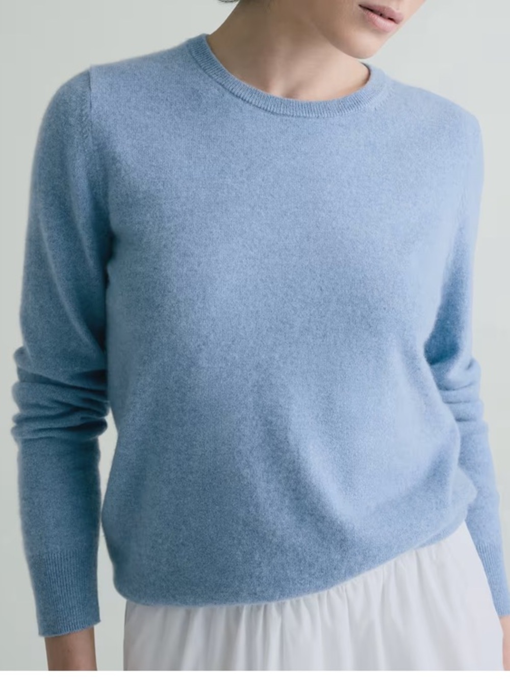 Quince Mongolian Cashmere Light Blue Crewneck Women's Sweater Size S